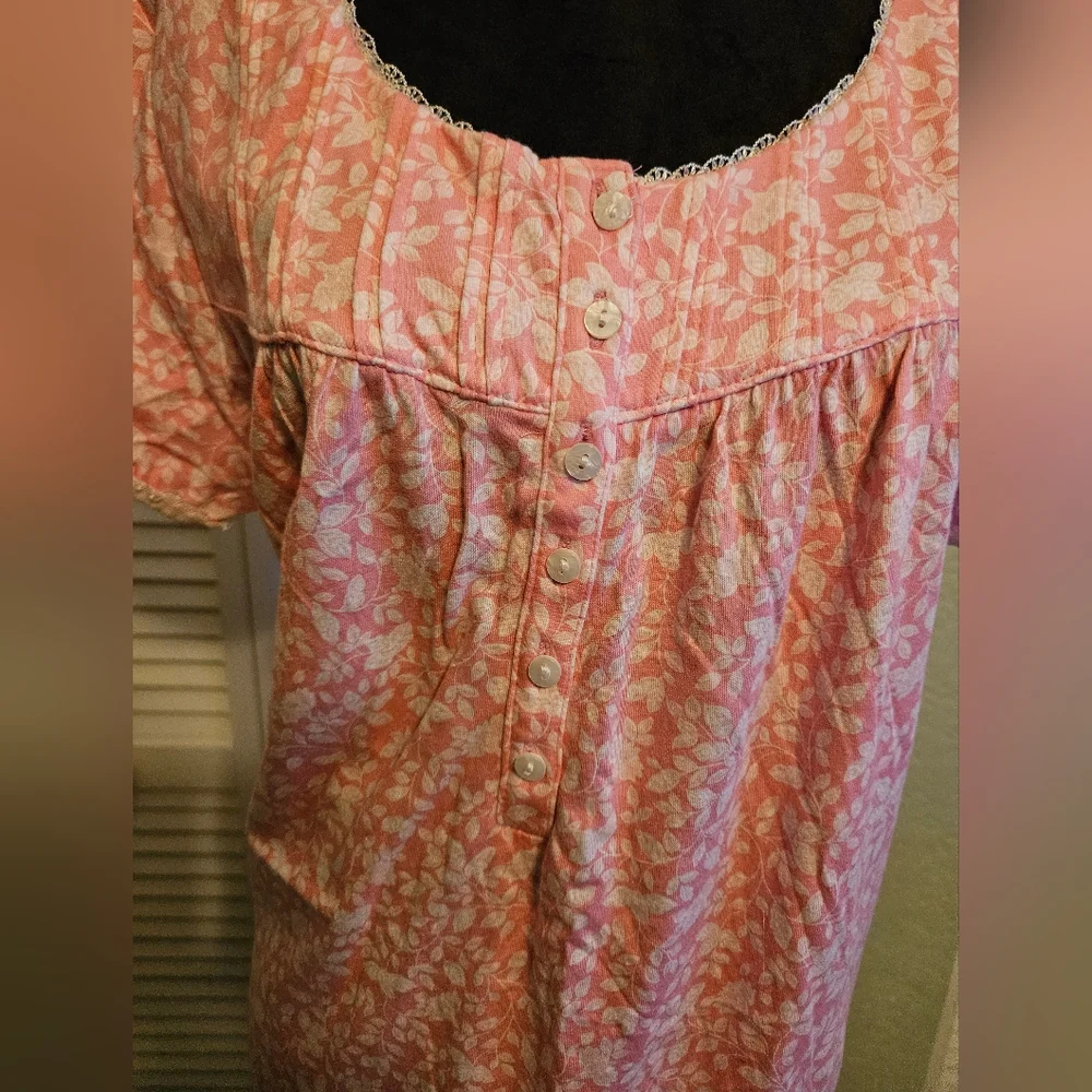 Pink Floral 100% Cotton Woman's Nightgown. - Picture 4 of 11